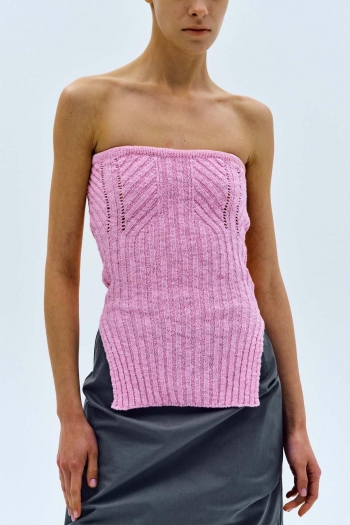 sexy slight stretch knitted slit side all-match bandeau tank top
