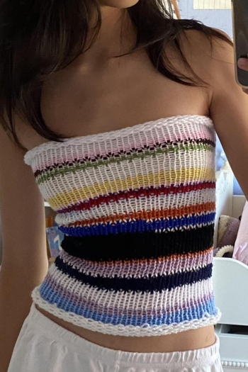 sexy slight stretch stripe knitted 4 colors all-match tube top