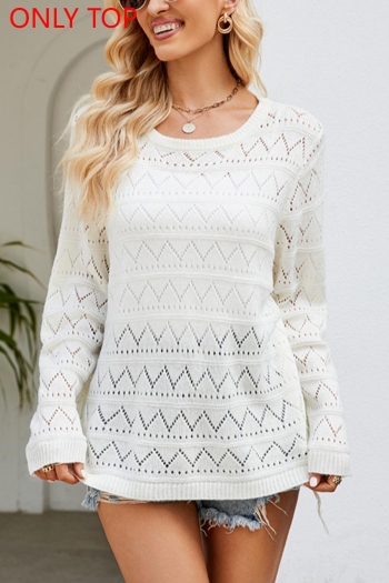 exquisite slight stretch cut out knitted all-match thin sweater(only sweater)