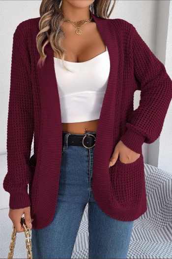 casual slight stretch knitted 5 colors pocket cardigan sweater(only cardigan)