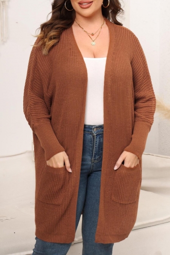 casual plus size slight stretch knitted 3 colors cardigan sweater(only sweater)