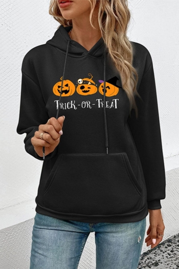 halloween non-stretch pumpkin printing pocket hooded sweatshirts