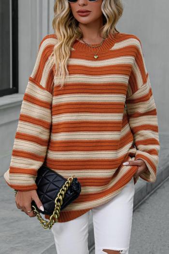 casual slight stretch stripe knitted 4 colors loose all-match sweater