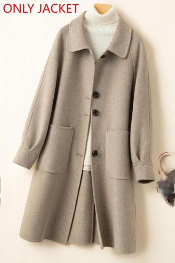 casual non-stretch wool lapel long outerwear size run small