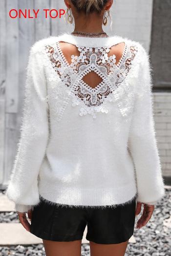 exquisite slight stretch knitted cut out lace 4 colors sweater(only sweater)