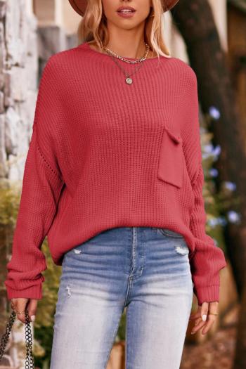 casual slight stretch knitted 5 colors pocket all-match sweater