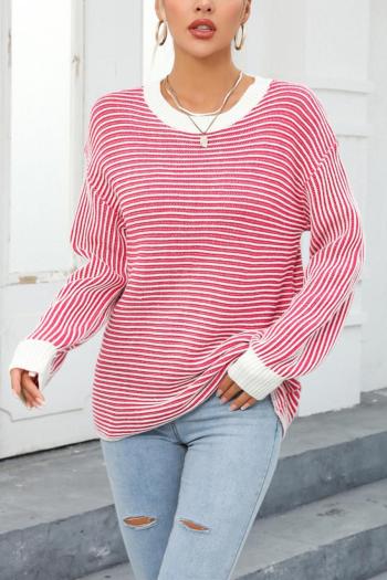casual slight stretch stripe knitted two colors all-match sweater