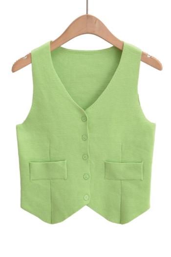 exquisite slight stretch knitted 4 colors crop blazer vest(size run small)