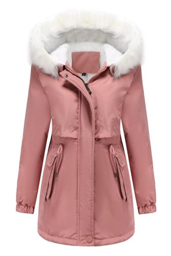 casual plus-size thick detachable hooded fur collar parka