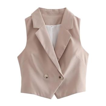 exquisite non-stretch solid color suit collar vest size run small