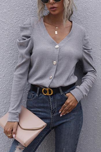 casual slight stretch ribbed knit v-neck button sweater(only outerwear)
