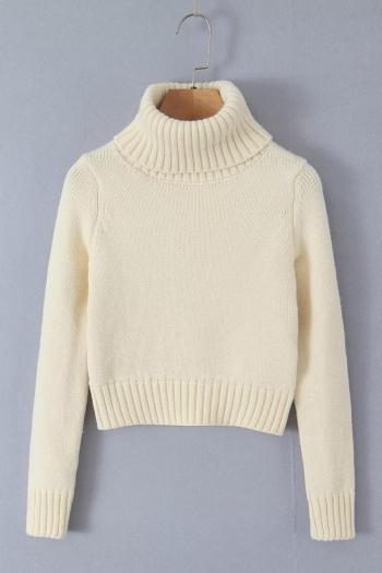 casual slight stretch solid color high collar sweater size run small