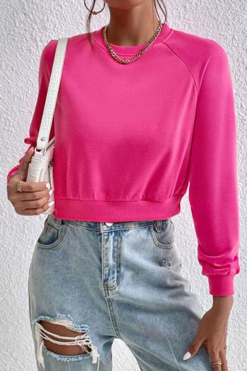 casual slight stretch solid color 5-colors crop sweatshirts