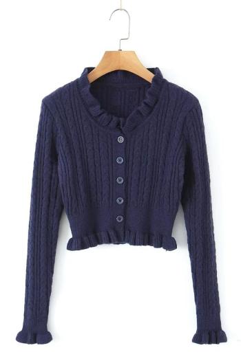 stylish slight stretch solid single breasted slim crop knit cardigan sweater size run small