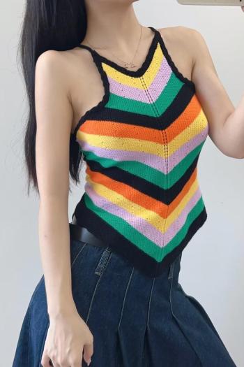 exquisite slight stretch stripe slim knitted sling vest size run small