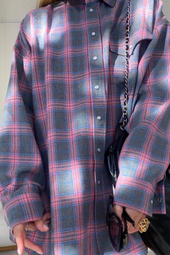 casual non-stretch lattice contrast color lapel blouses