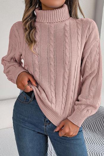 casual slight stretch twist knitted 3 colors turtleneck all-match thin sweater