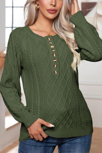 casual slight stretch buttons twist knitted sweater