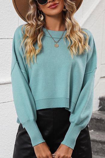 casual slight stretch knitted pure color loose all-match sweater(only sweater)