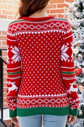 Christmas style plus size slight stretch letter knitted all-match sweater