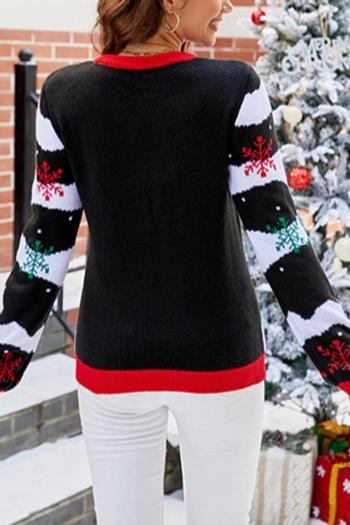 Christmas style plus size slight stretch tree and snowflake knitted sweater