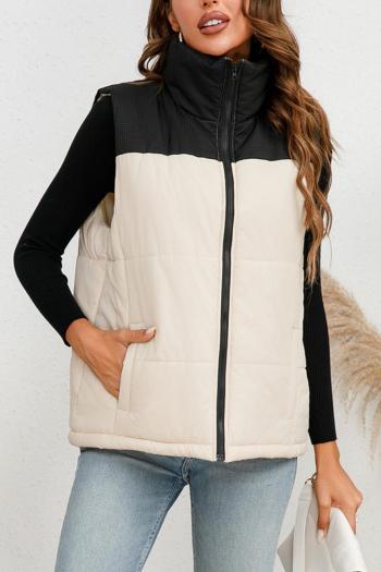 casual plus size non-stretch colorblock all-match puffer jacket vest(only vest)