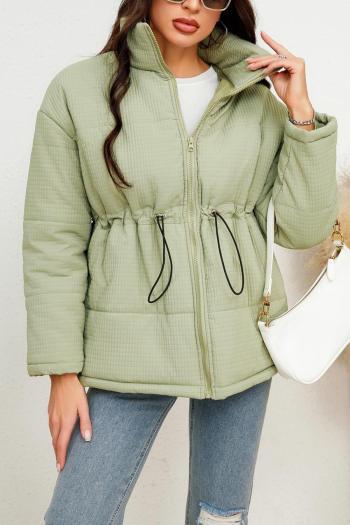 casual plus size non-stretch corduroy zip-up drawstring all-match puffer jacket