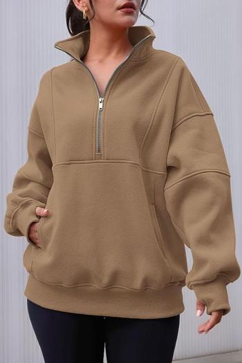 casual slight stretch 5 colors zip-up pocket loose all-match sweatshirt