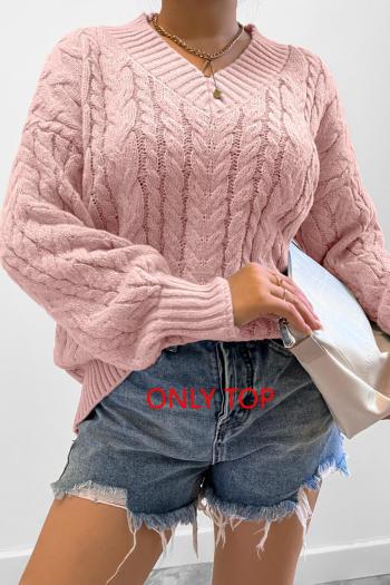 casual slight stretch 9 colors ribbed knit solid color v-neck sweaters