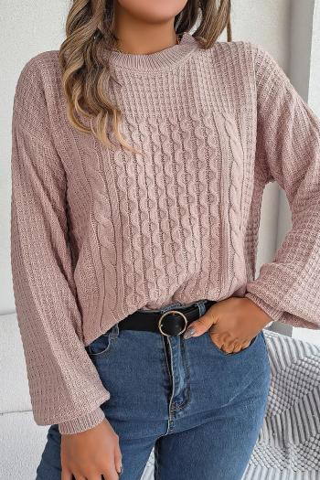 casual slight stretch twist knitted three colors all-match sweater
