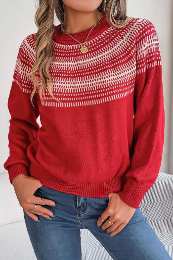 casual slight stretch stripe knitted 3 colors long sleeve all-match sweater