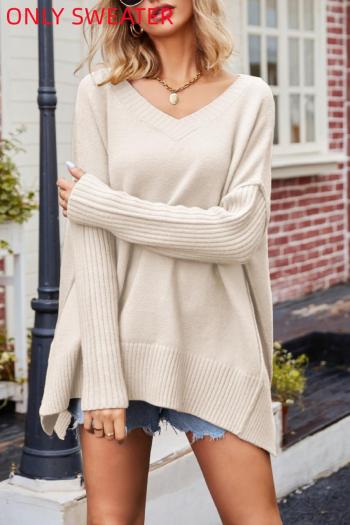 casual slight stretch knitted 5 colors v-neck loose sweater(only sweater)