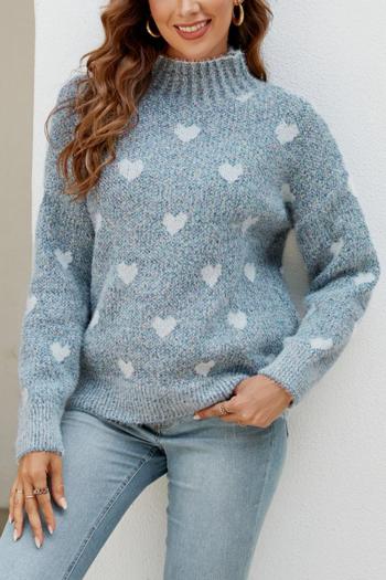 casual slight stretch heart graphic knitted all-match sweater