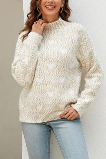 casual slight stretch heart graphic knitted 4 colors all-match sweater