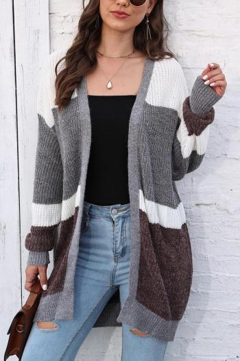 casual slight stretch colorblock knitted cardigan sweater(only cardigan)