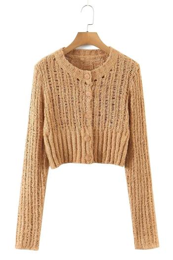 sexy slight stretch button hollow knitted crop cardigan sweater size run small