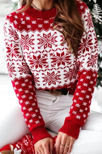 christmas slight stretch snowflake graphic knitted 4 colors all-match sweater