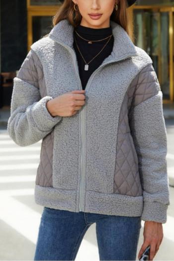 casual plus size non-stretch double side fleece spliced 5 colors warm coat