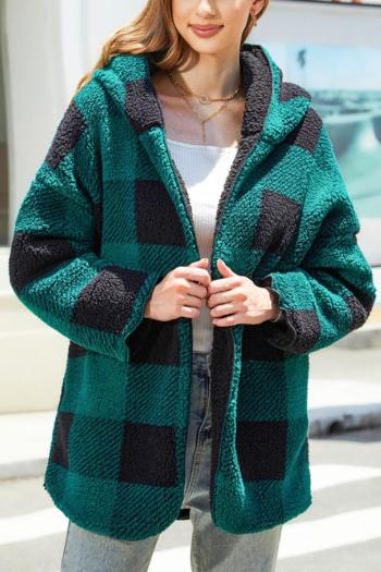 casual slight stretch lattice double side fleece hooded warm coat(only coat)