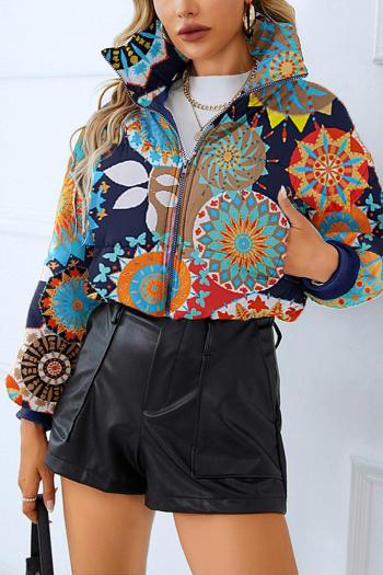 casual plus size non-stretch digital print puffer jacket(only puffer jacket)