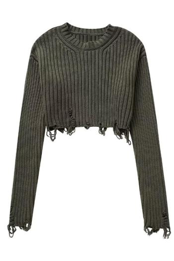 exquisite slight stretch knitted pure color crop sweater(size run small)