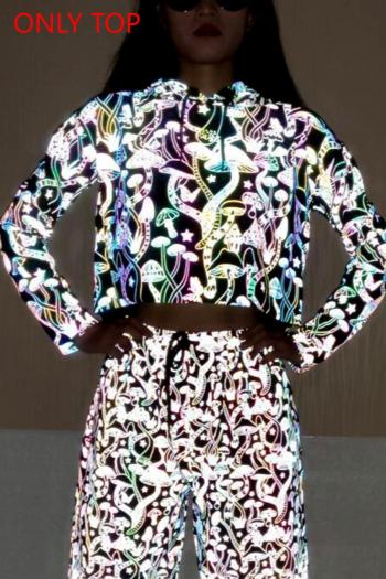 exquisite slight stretch mushroom graphic reflective hooded crop outerwear