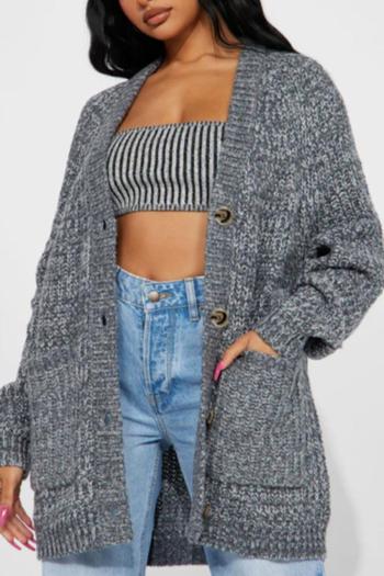 casual plus size slight stretch solid color knitted loose cardigan sweater
