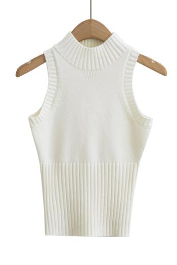 stylish slight stretch knitted pure color all-match tank top(size run small)
