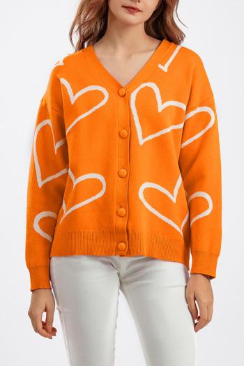 casual slight stretch 5 colors loose heart knitted cardigan sweater