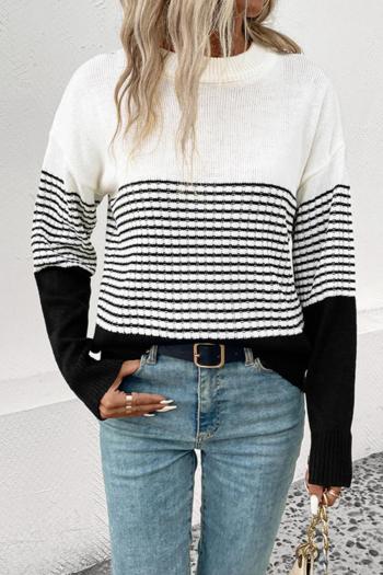 casual slight stretch color-block knitted all-match sweater