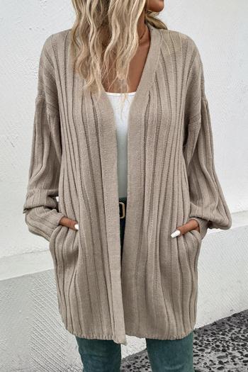 casual slight stretch knitted pure color all-match cardigan sweater