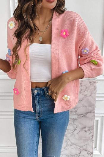 stylish slight stretch knitted flower decor cardigan sweater(only sweater)