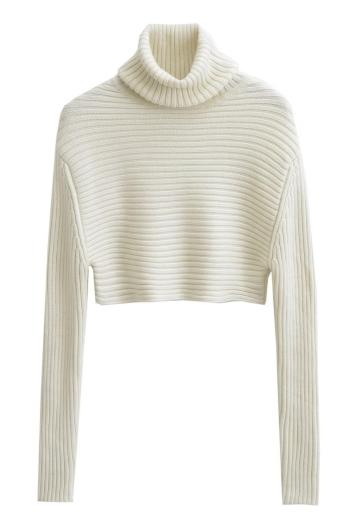 exquisite slight stretch knitted turtleneck crop sweater(size run small)