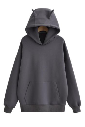 casual slight stretch 3 colors hooded pocket loose sweatshirt(size run small)